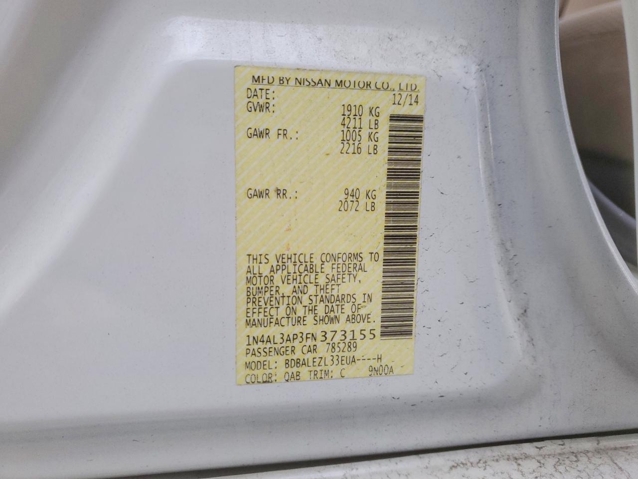 2015 NISSAN ALTIMA 2.5 photo 12