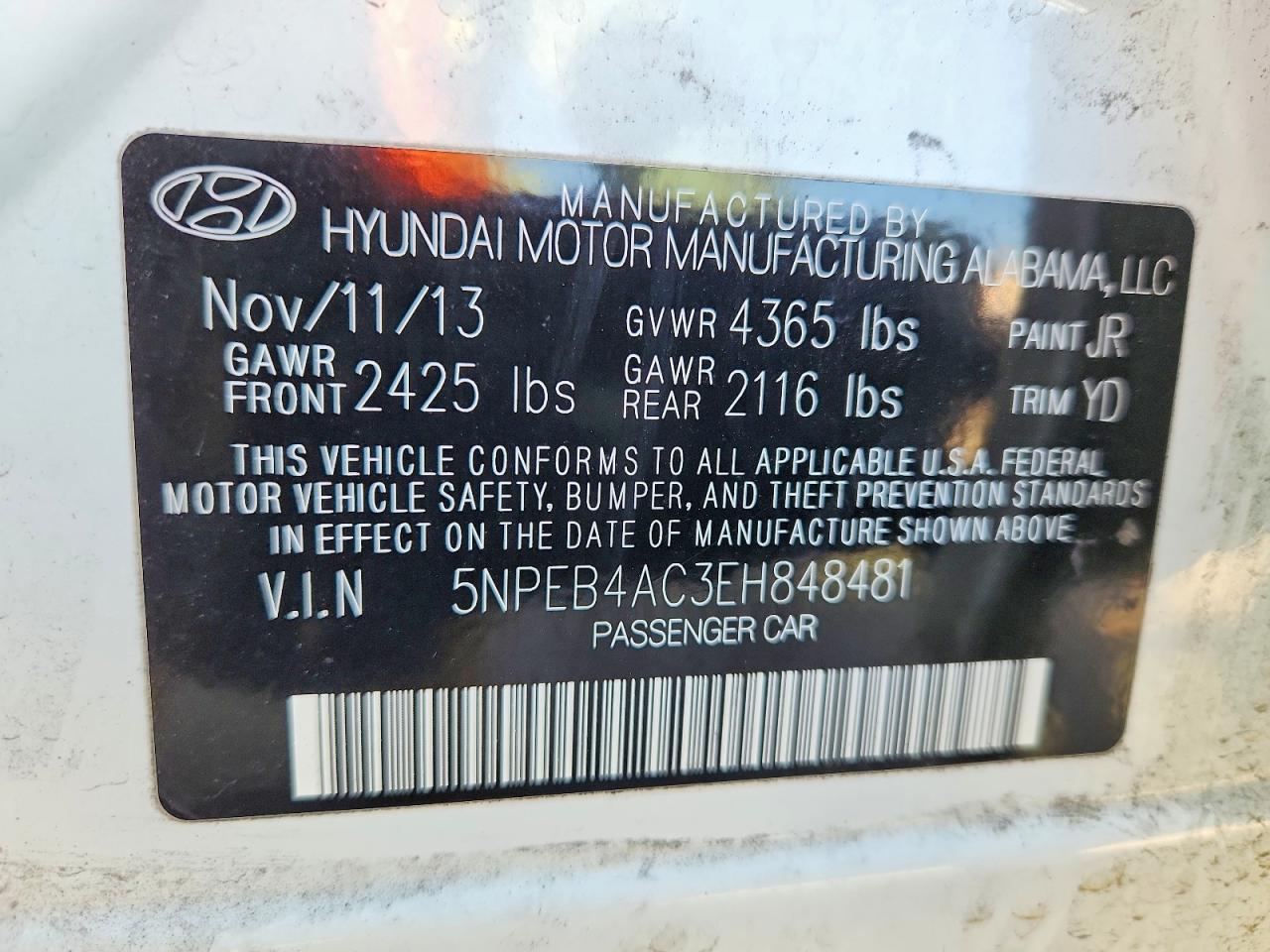 2014 HYUNDAI SONATA GLS photo 23