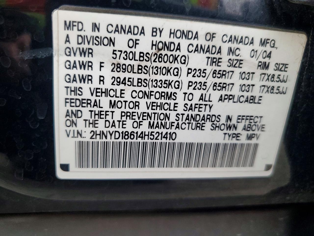 2004 ACURA MDX TOURING photo 25