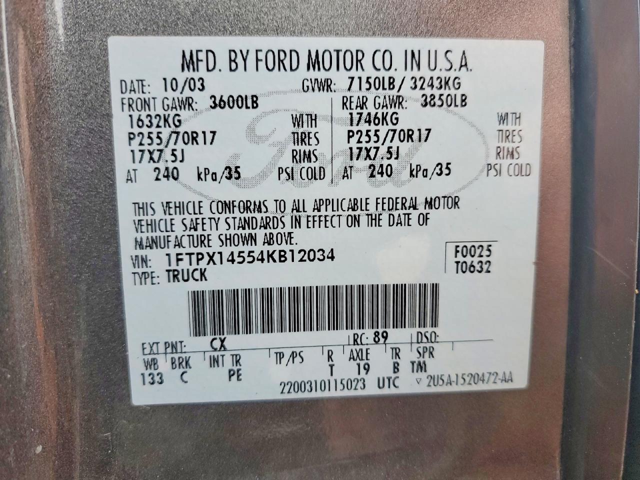 2004 FORD F150 photo 12