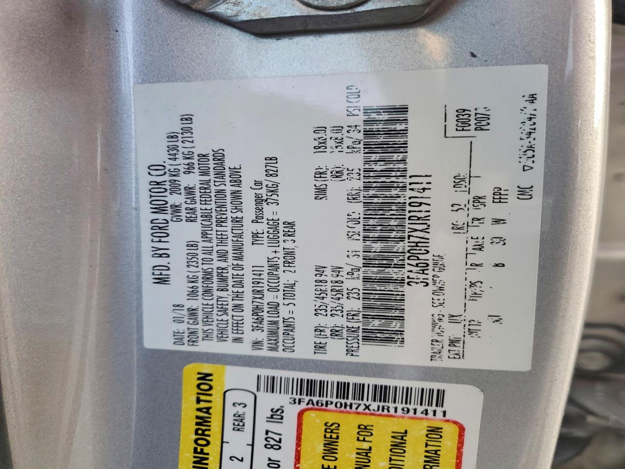 2018 FORD FUSION SE photo 13