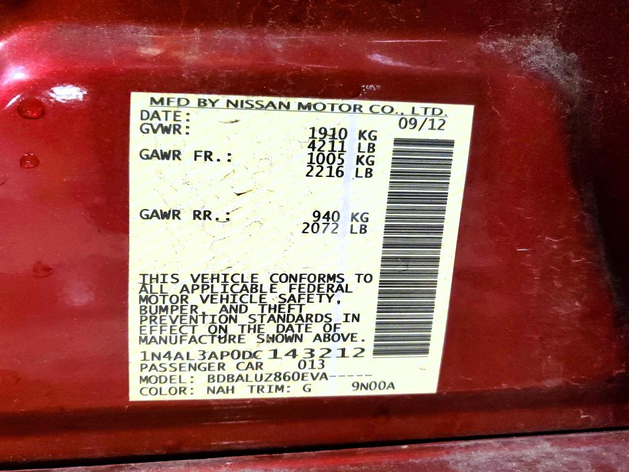 2013 NISSAN ALTIMA 2.5 photo 13