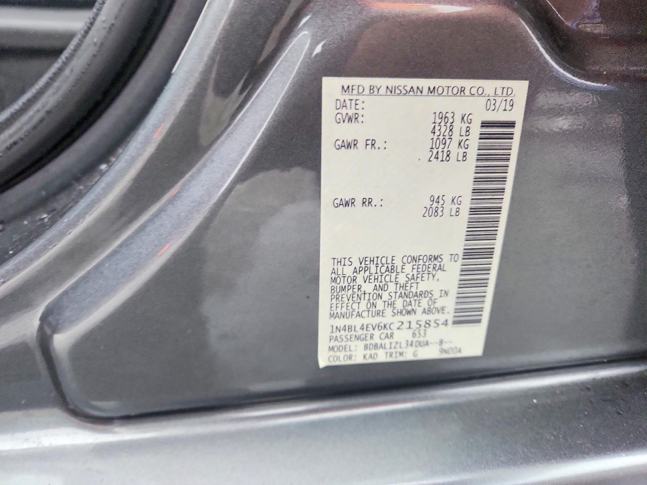 2019 NISSAN ALTIMA SL photo 12