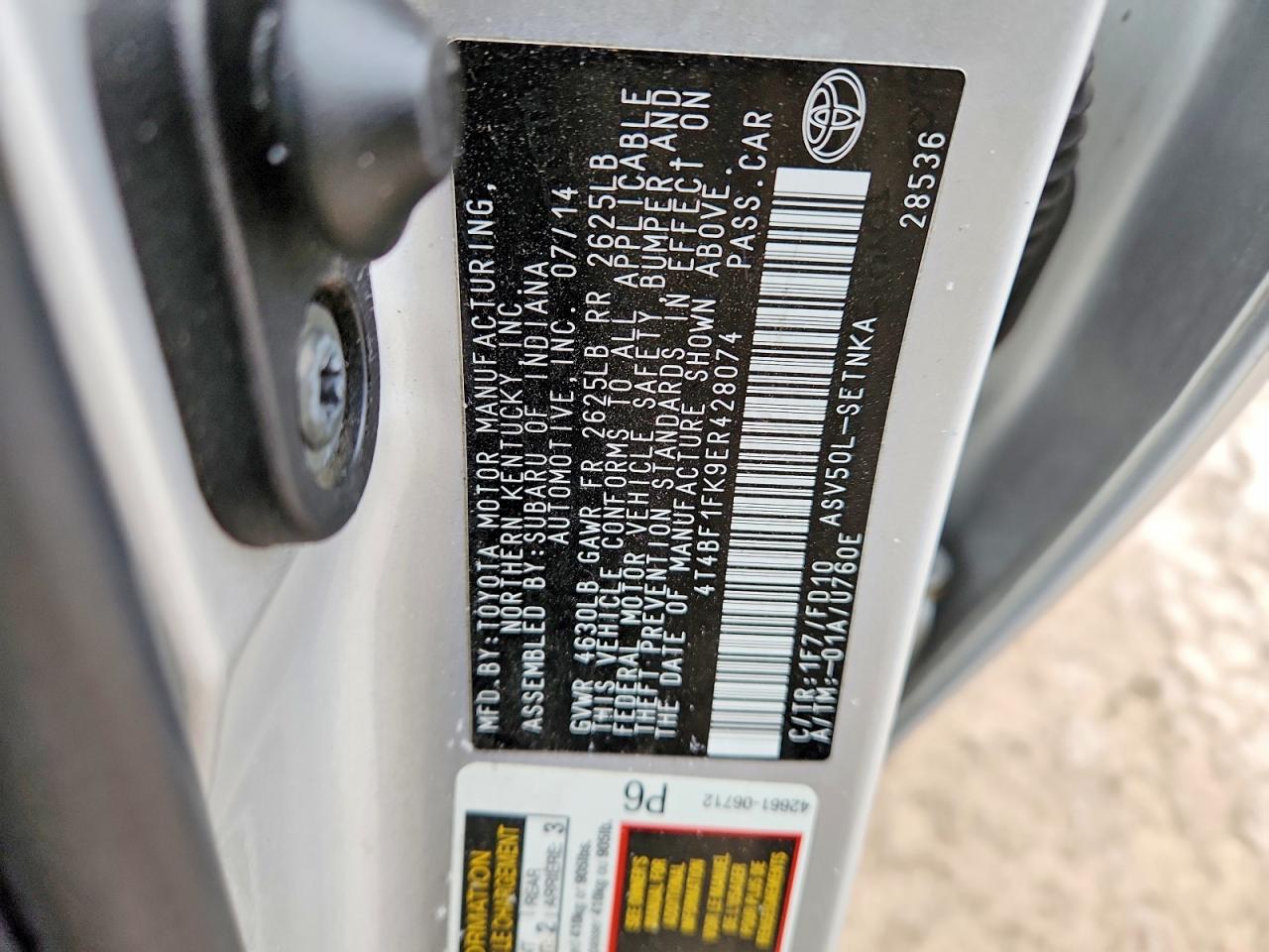 2014 TOYOTA CAMRY L photo 12