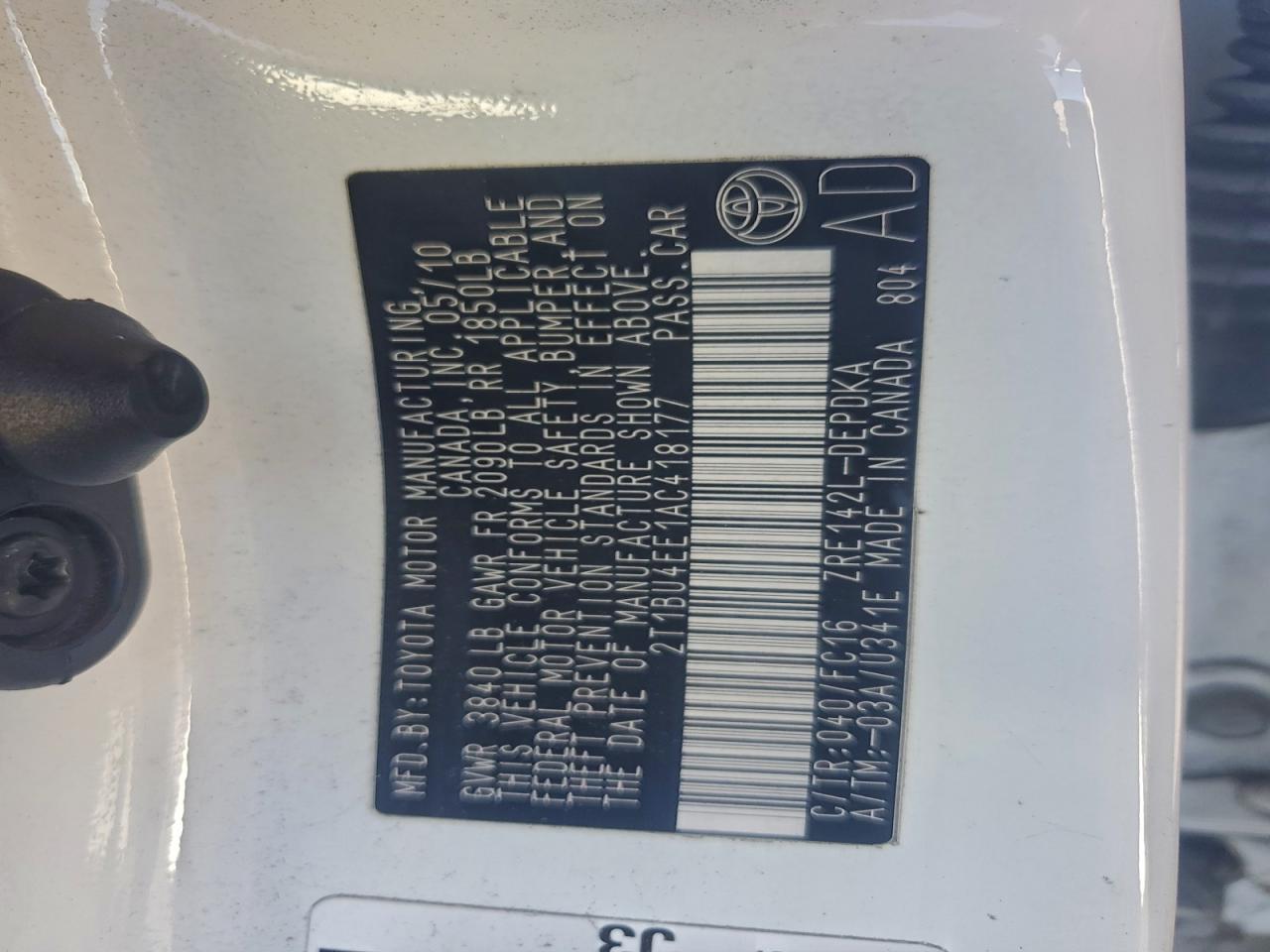 2010 TOYOTA COROLLA BASE photo 12