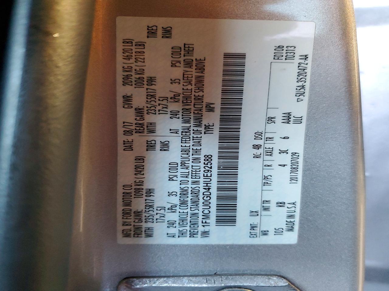 2017 FORD ESCAPE SE photo 13