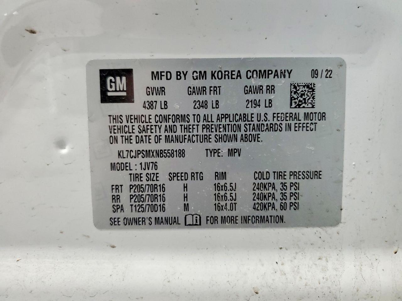 2022 CHEVROLET TRAX 1LT photo 13