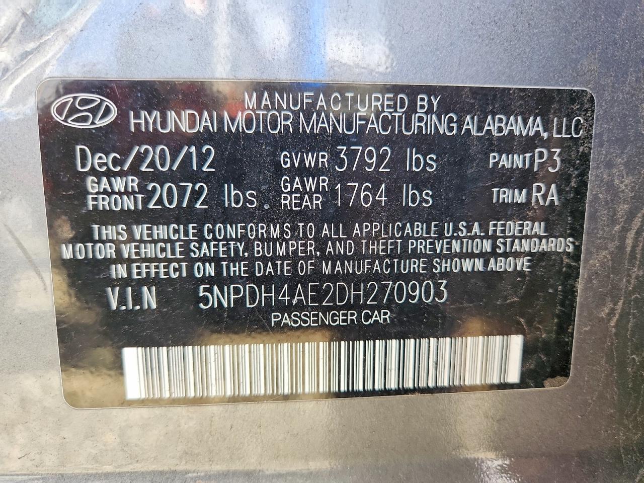 2013 HYUNDAI ELANTRA GLS photo 12