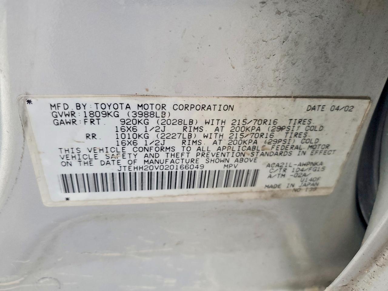 2002 TOYOTA RAV4 photo 13