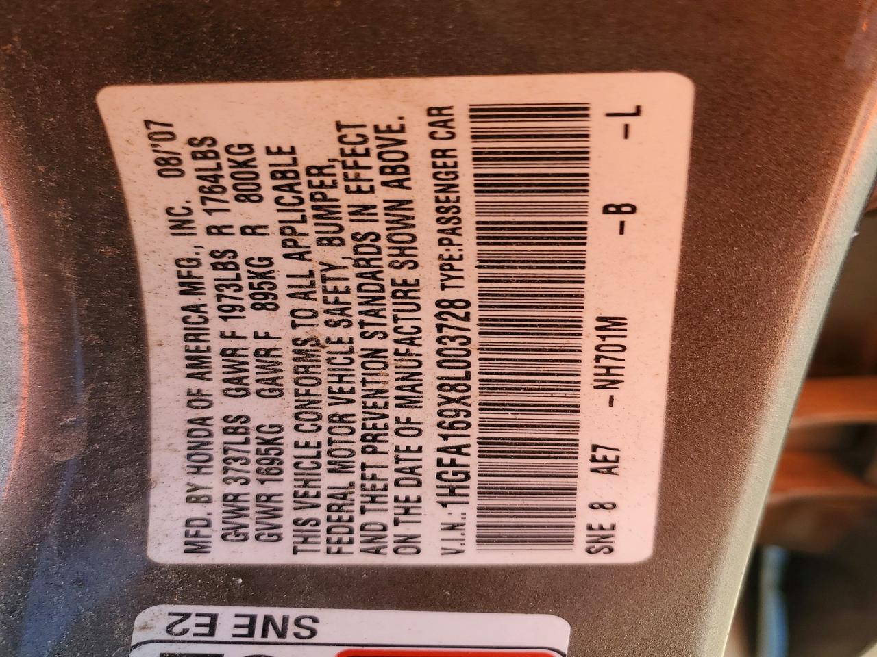 2008 HONDA CIVIC EXL photo 12