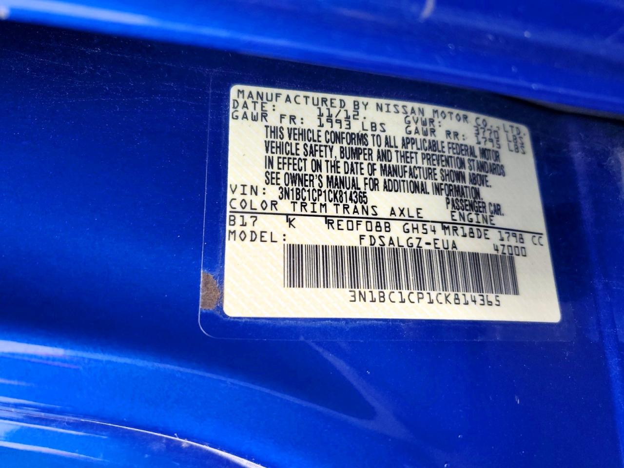 2012 NISSAN VERSA S photo 37