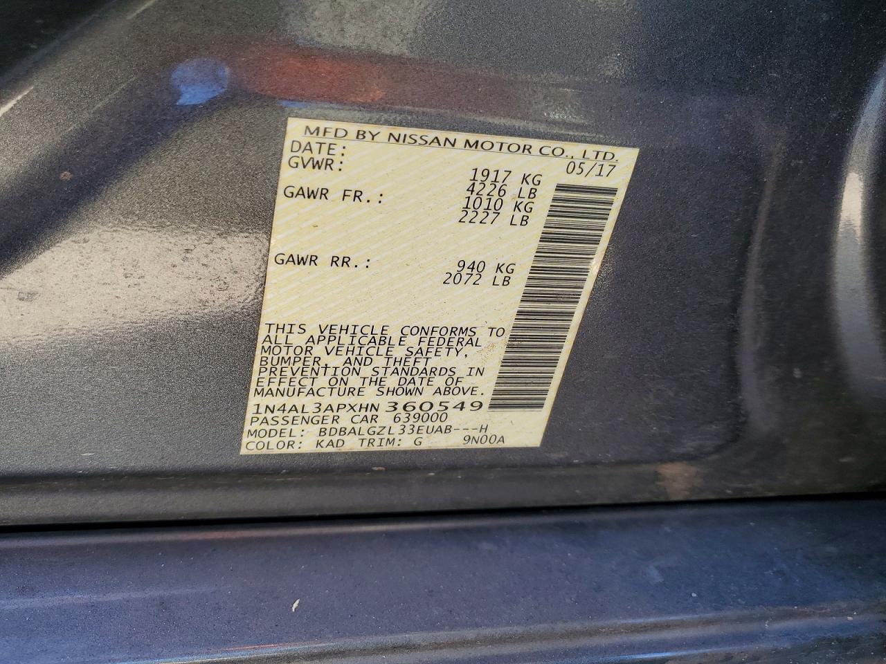 2017 NISSAN ALTIMA 2.5 photo 34
