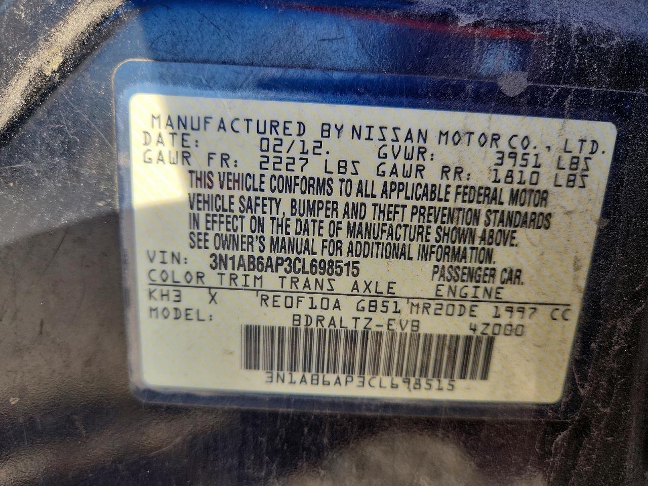 2012 NISSAN SENTRA 2.0 photo 13