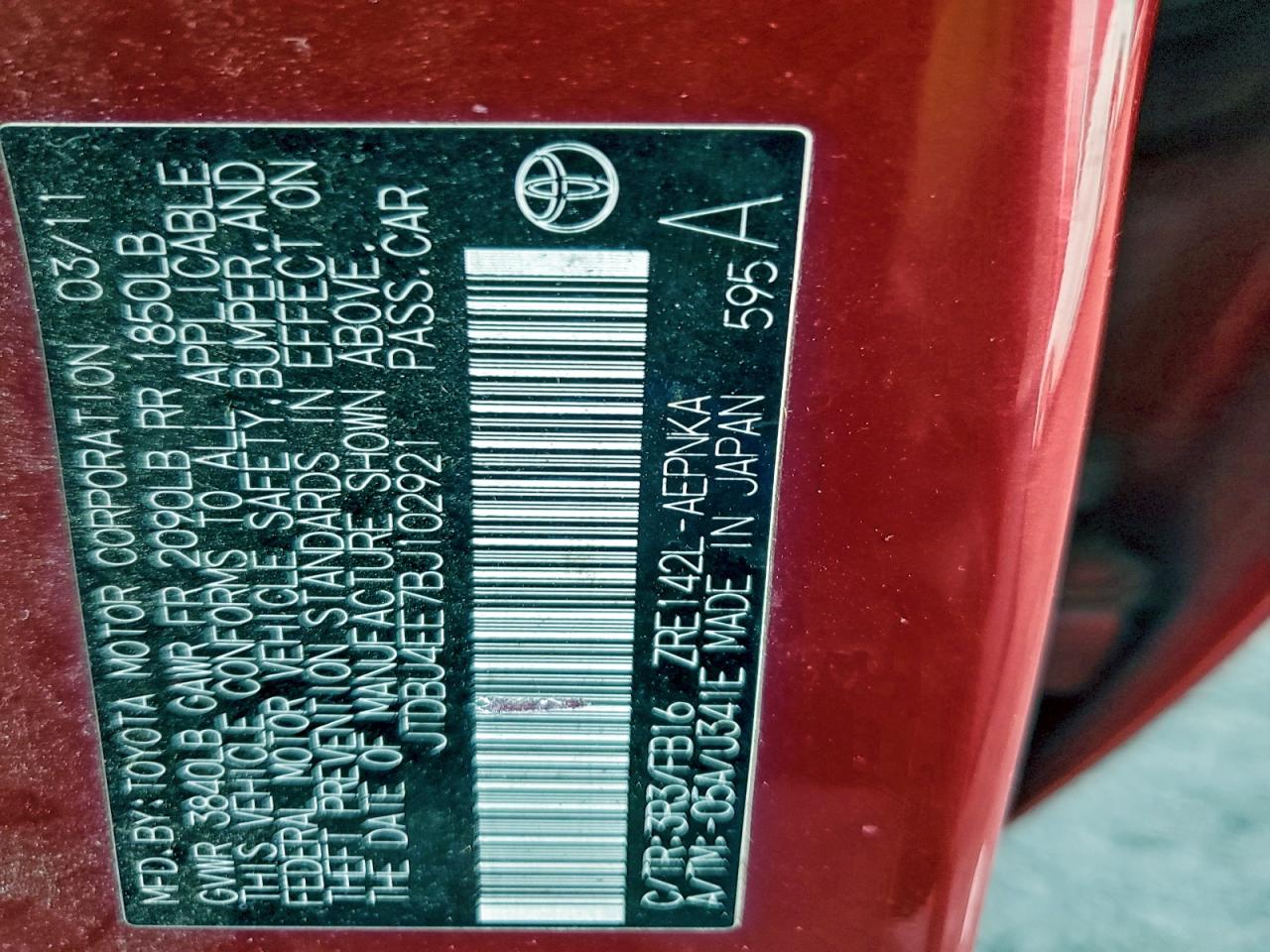 2011 TOYOTA COROLLA BASE photo 12