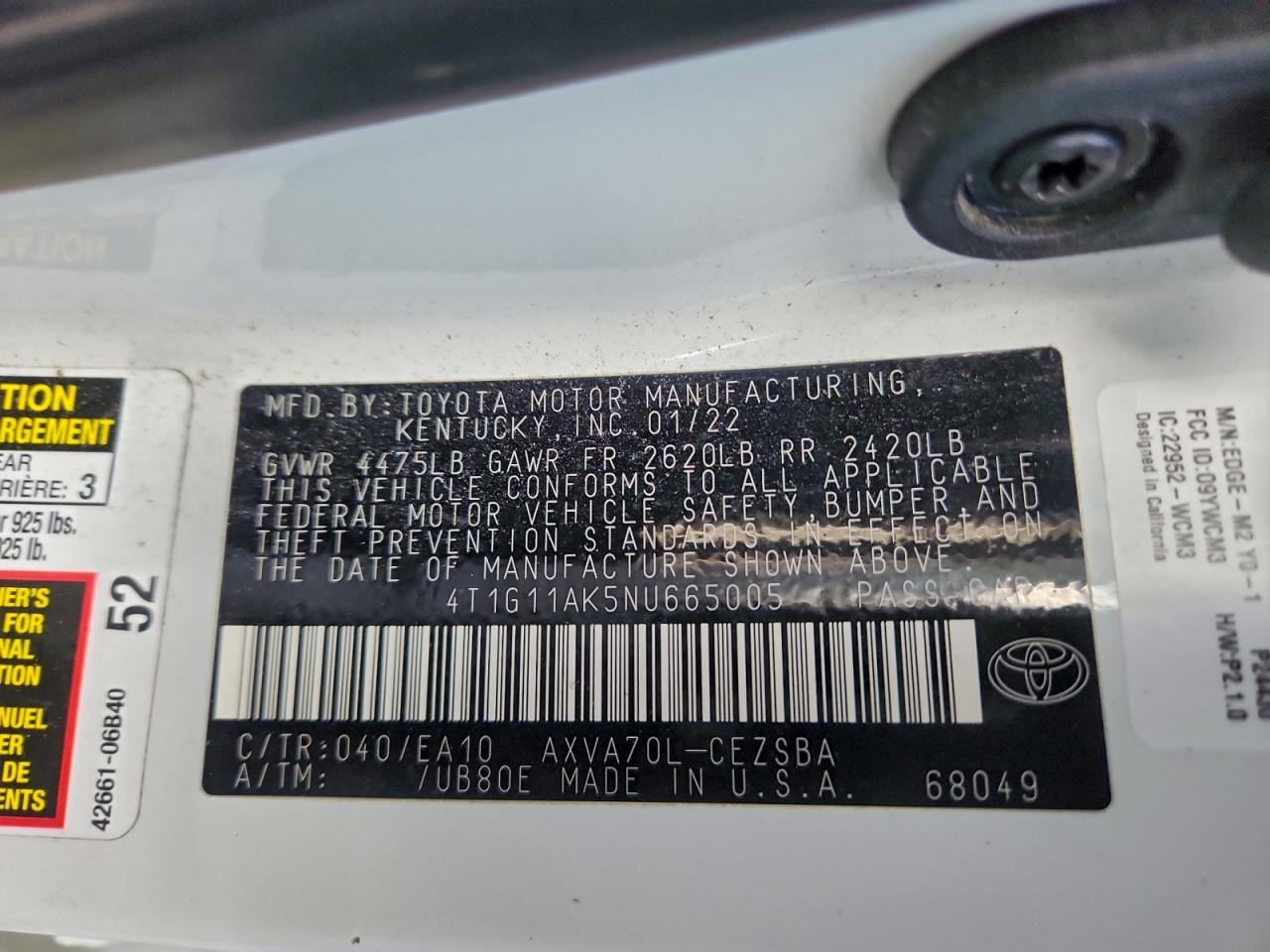 2022 TOYOTA CAMRY SE photo 12