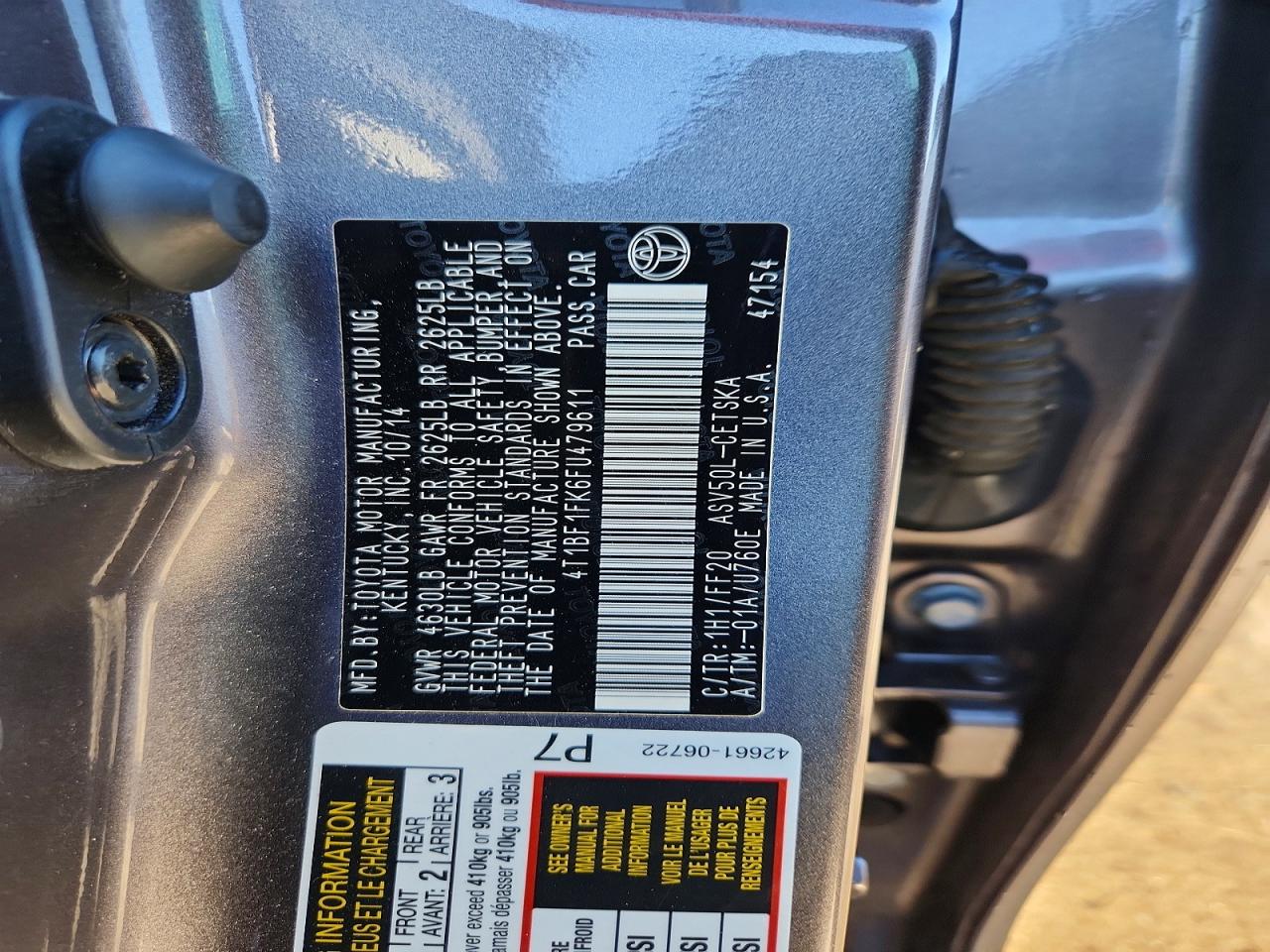 2015 TOYOTA CAMRY LE photo 12