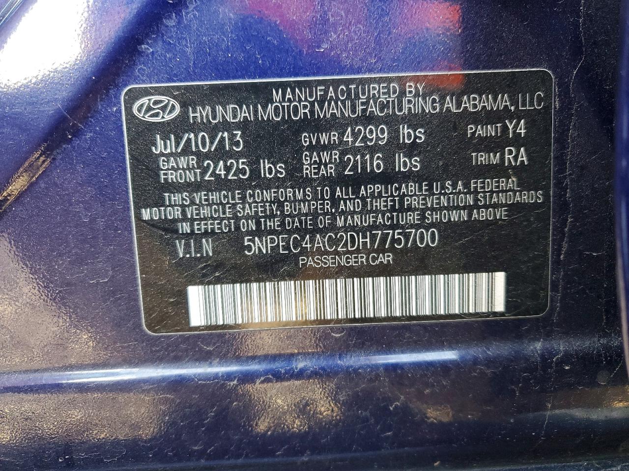 2013 HYUNDAI SONATA SE photo 12