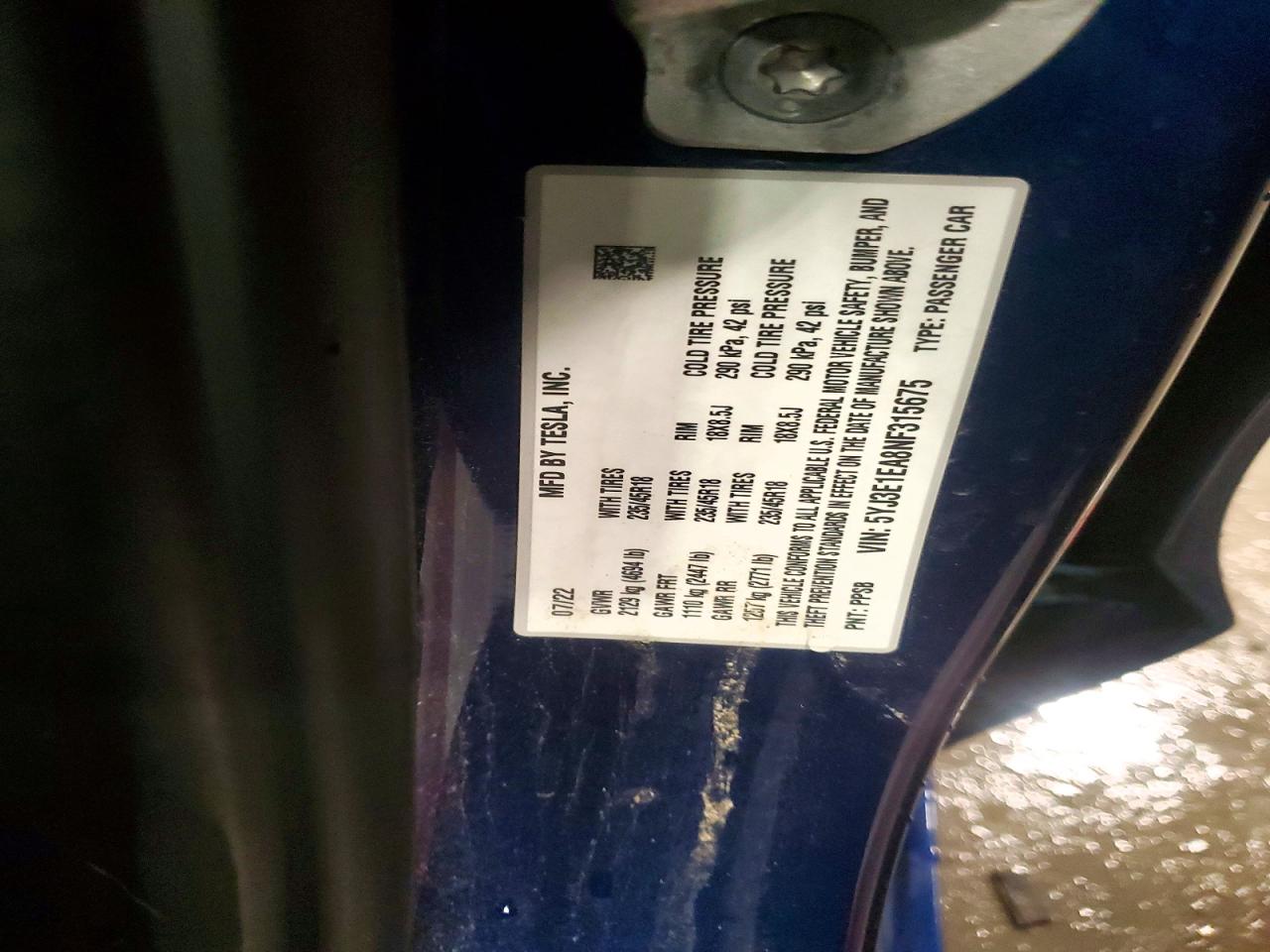 2022 TESLA MODEL 3 photo 12