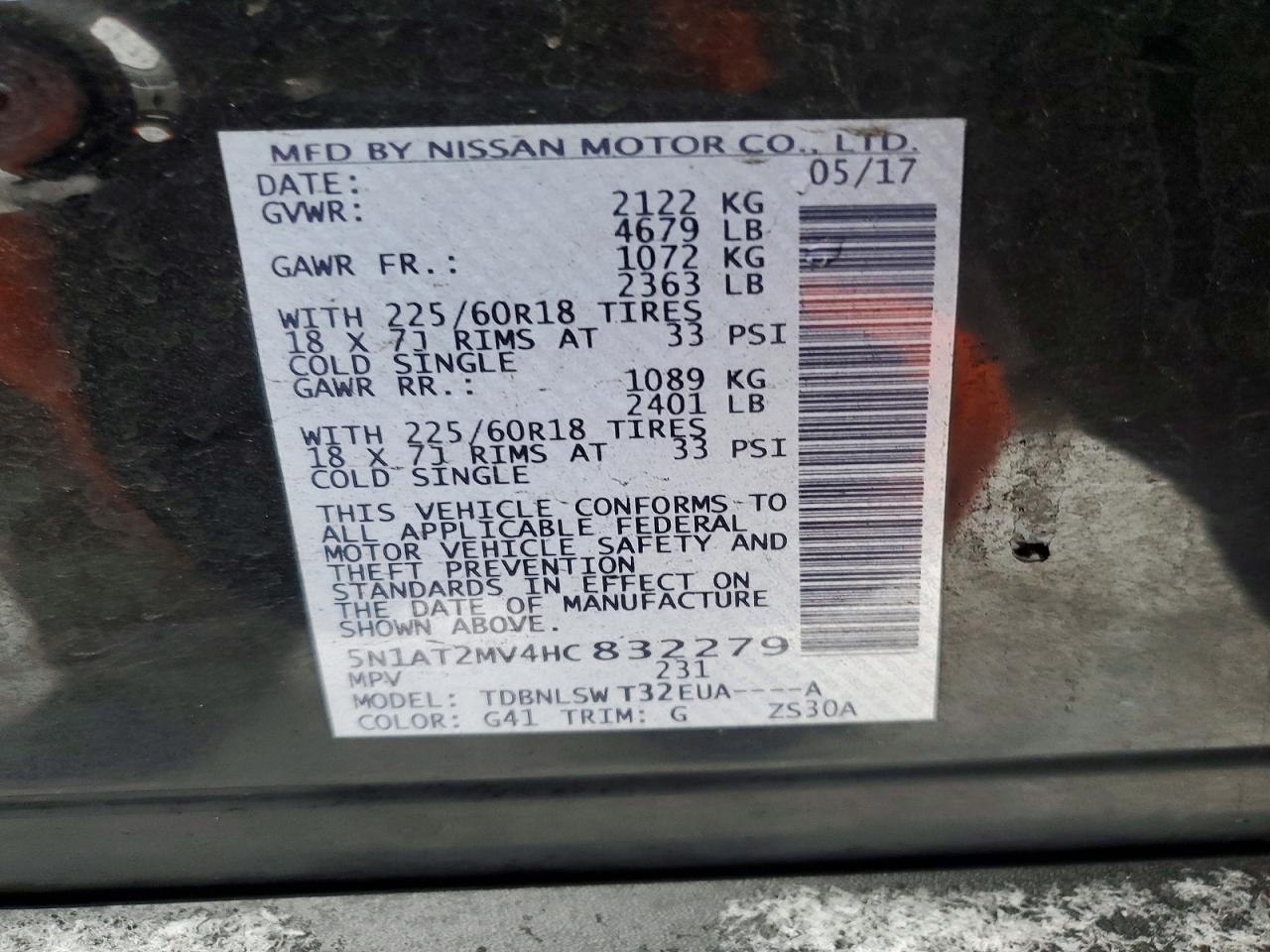 2017 NISSAN ROGUE SV photo 37