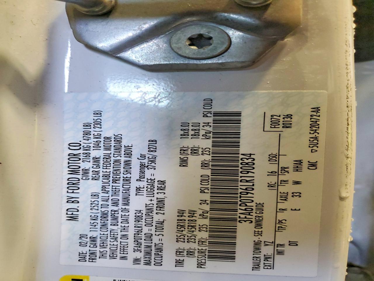 2020 FORD FUSION SE photo 25