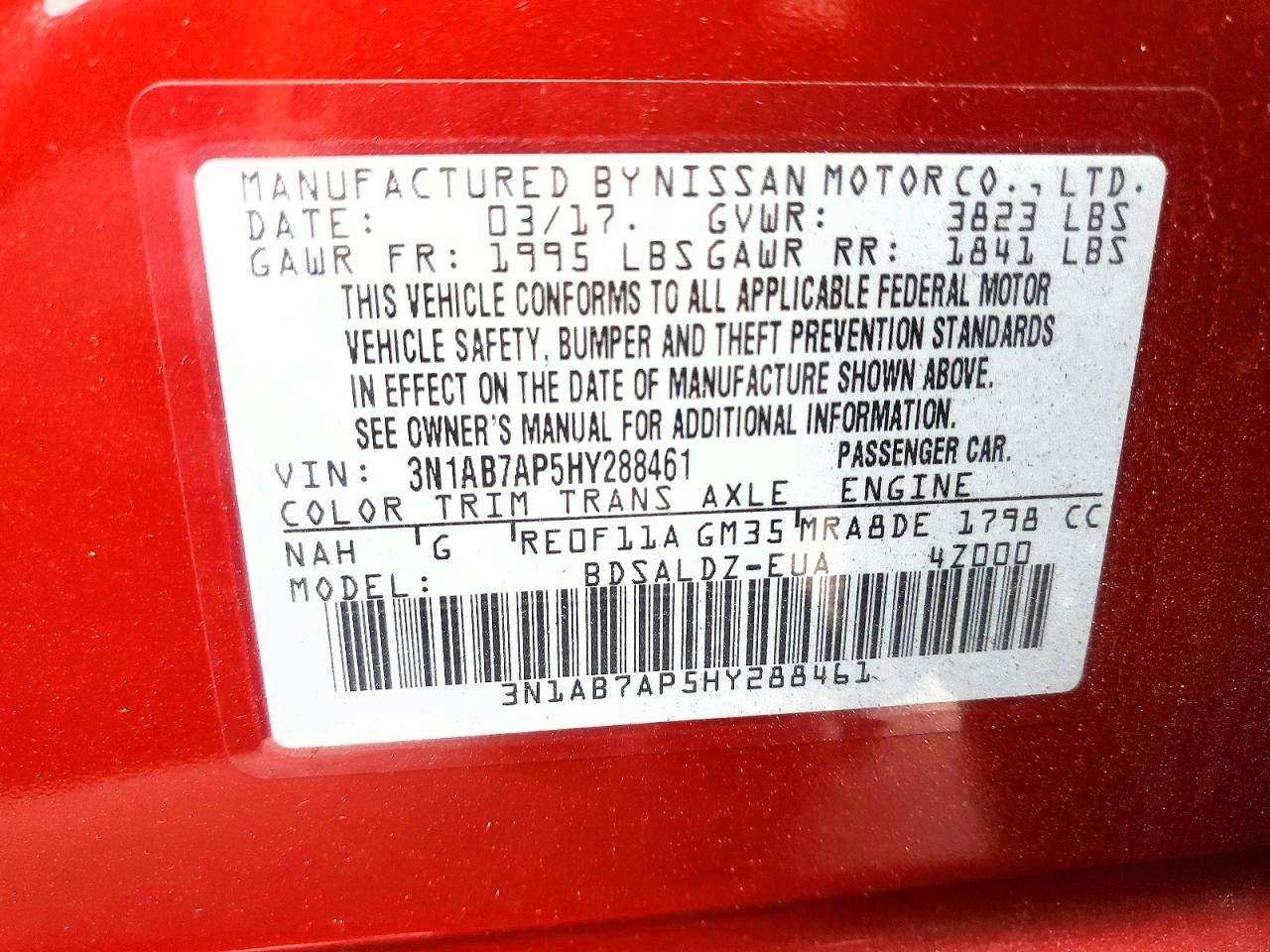 2017 NISSAN SENTRA S photo 13