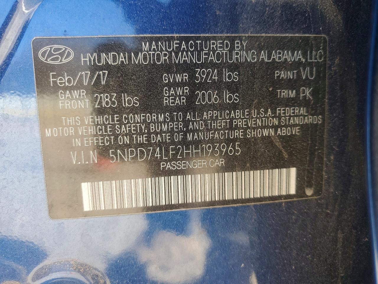 2017 HYUNDAI ELANTRA SE photo 12