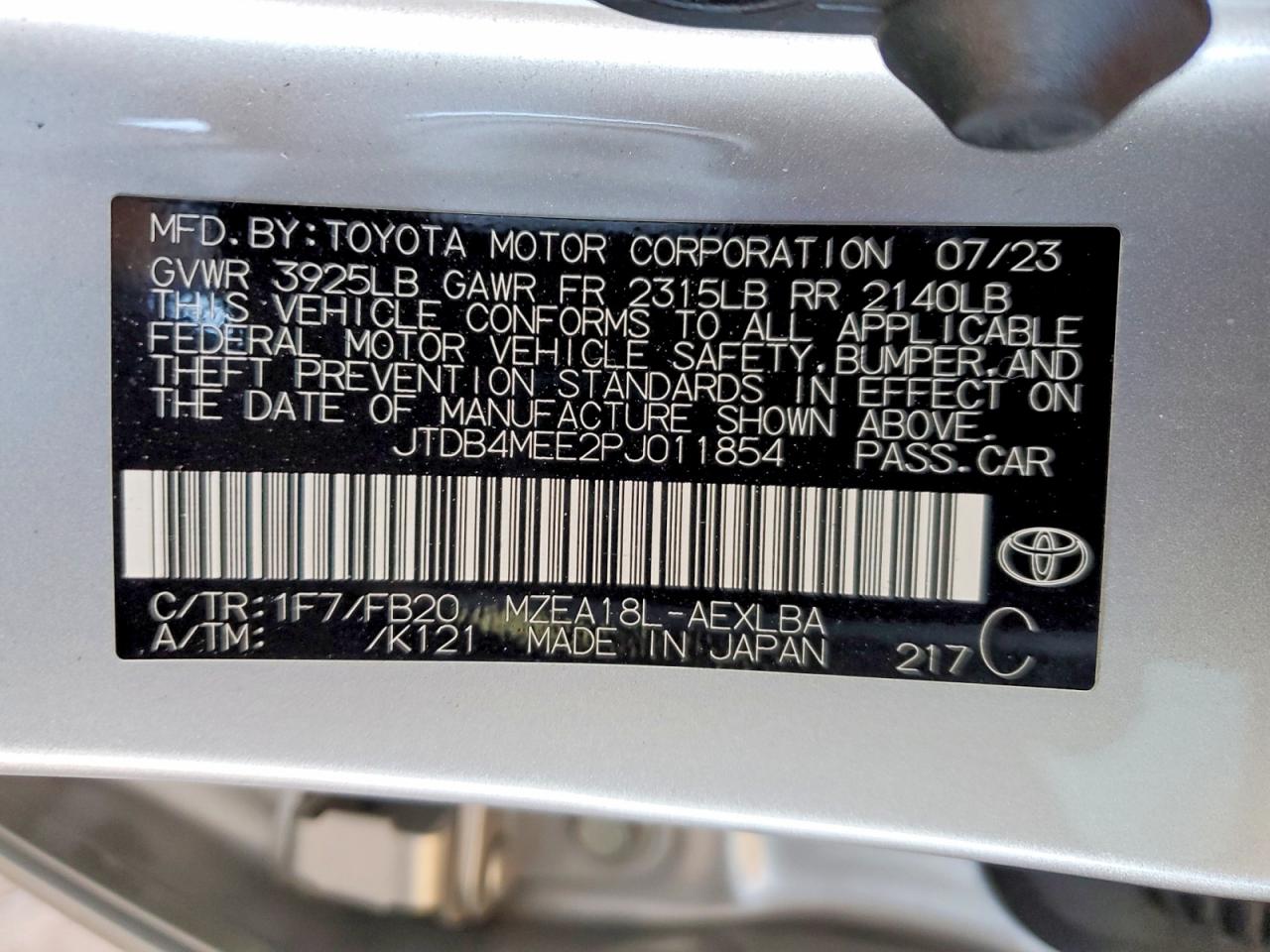 2023 TOYOTA COROLLA LE photo 23