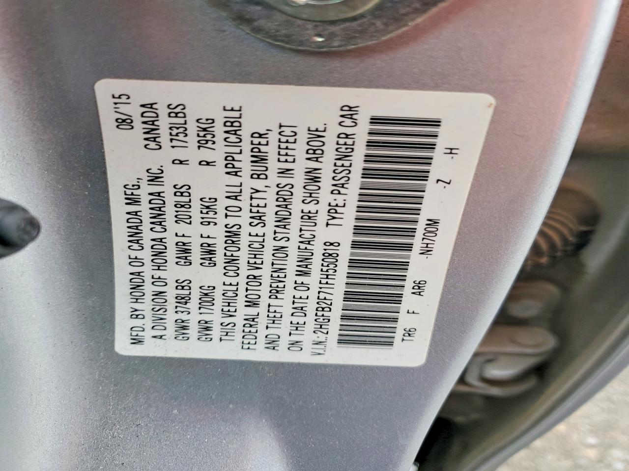 2015 HONDA CIVIC SE photo 12