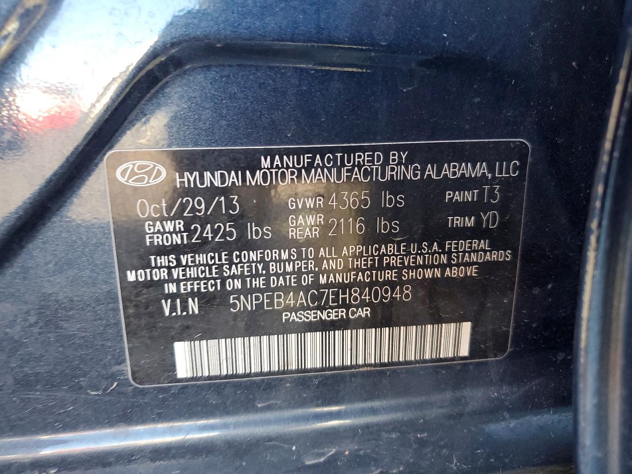 2014 HYUNDAI SONATA GLS photo 12