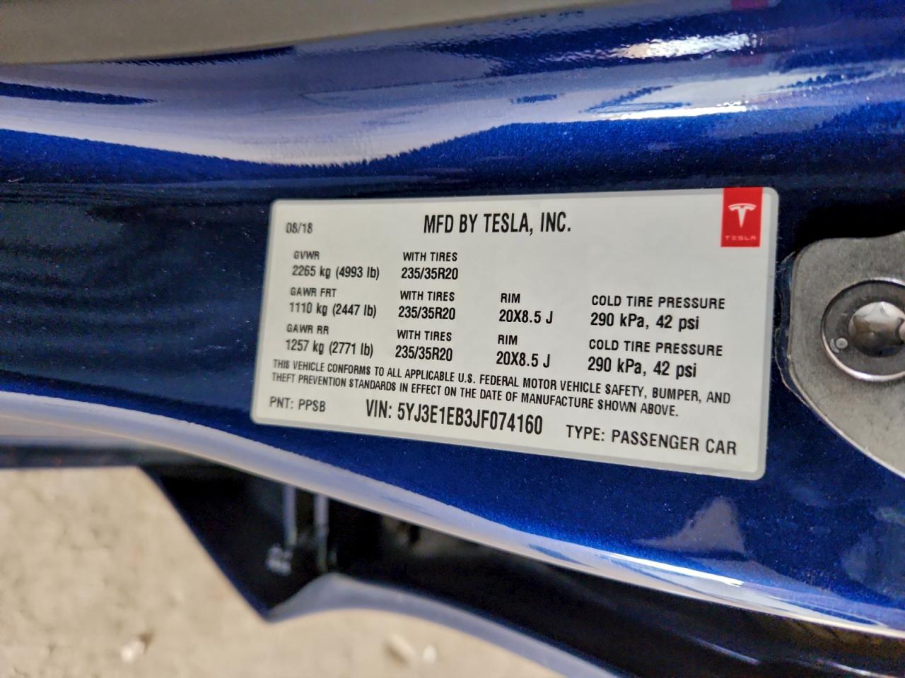 2018 TESLA MODEL 3 photo 12