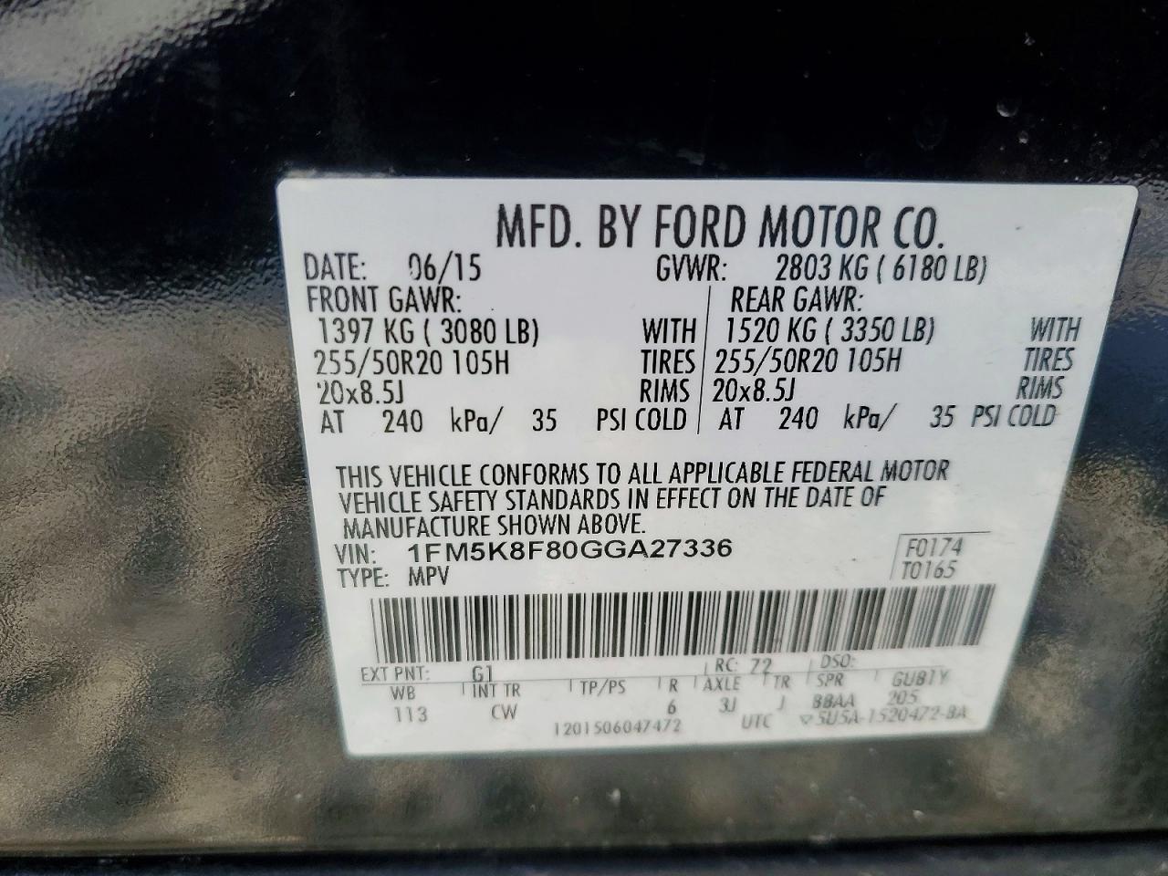 2016 FORD EXPLORER LIMITED photo 13