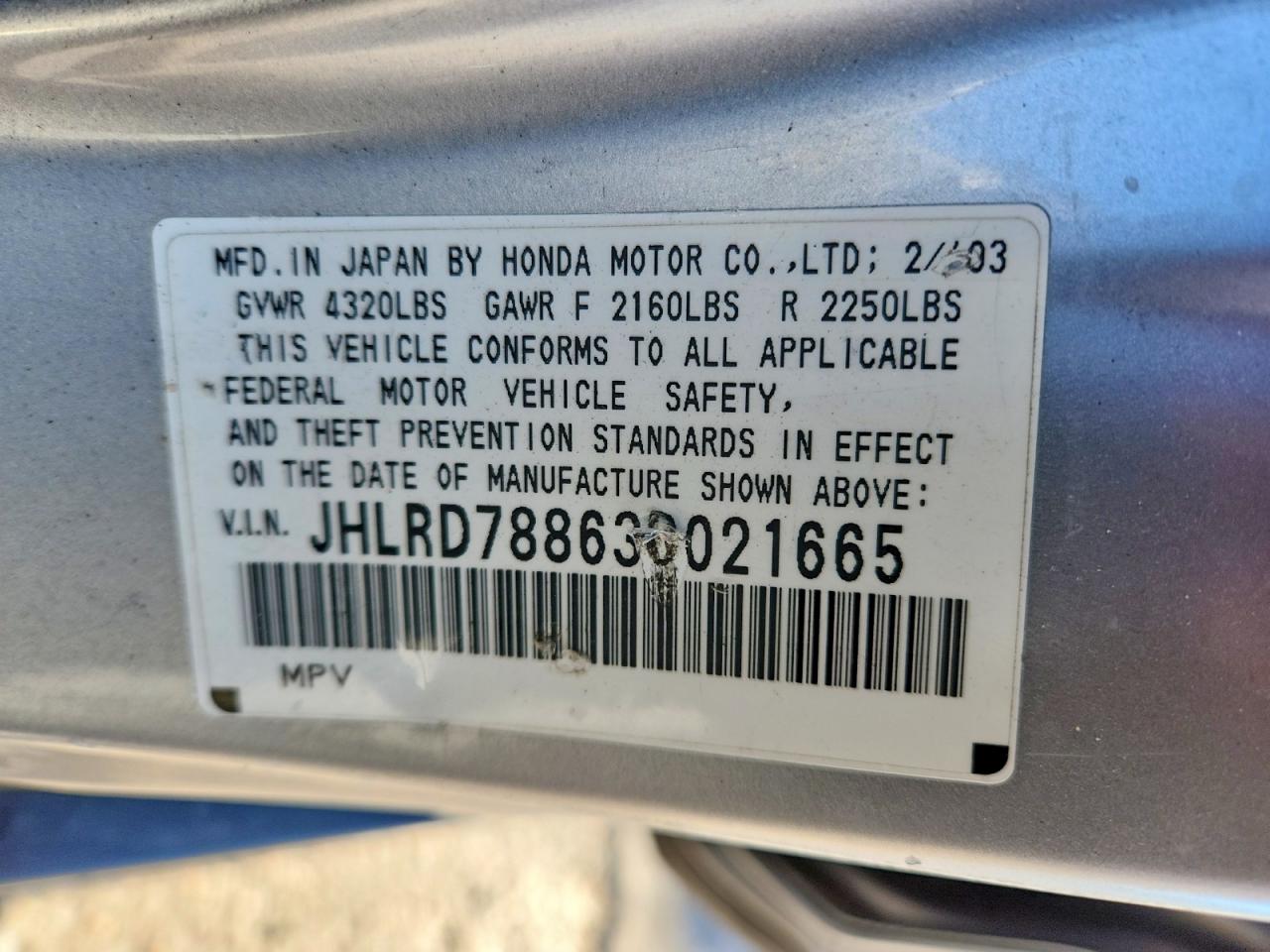2003 HONDA CR-V EX photo 13