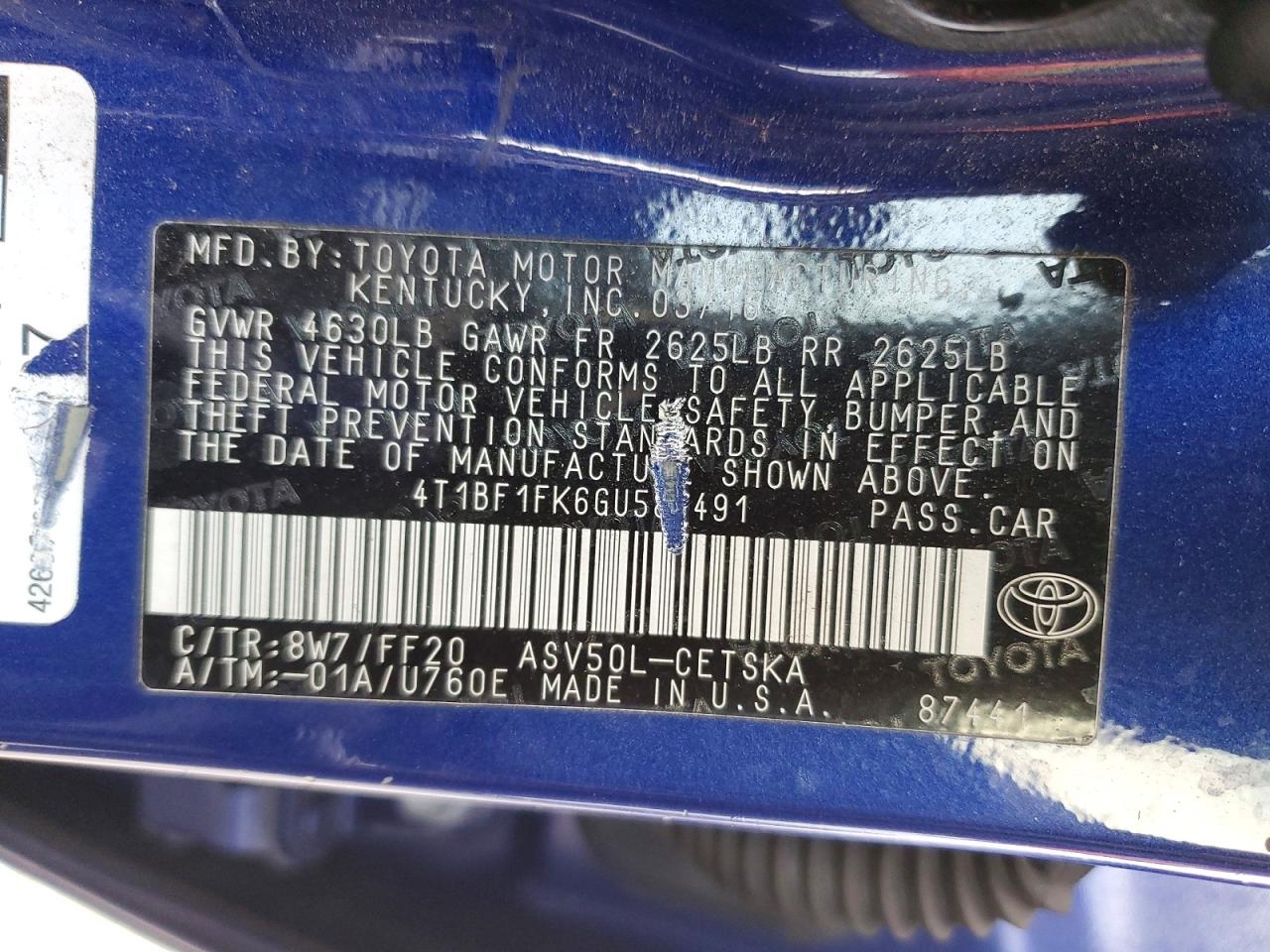 2016 TOYOTA CAMRY LE photo 12