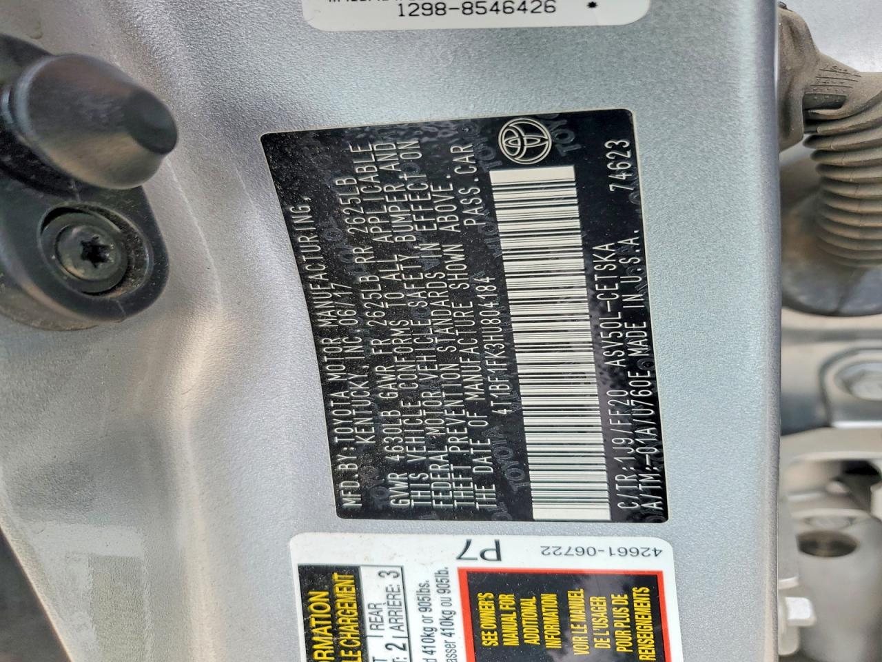 2017 TOYOTA CAMRY LE photo 12