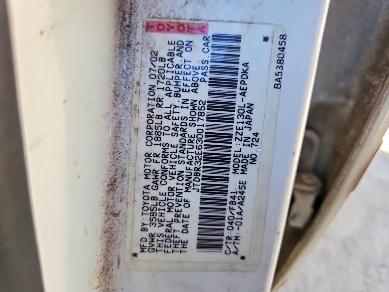 2003 TOYOTA COROLLA CE photo 34