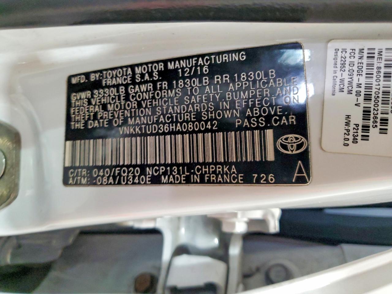 2017 TOYOTA YARIS 5-DOOR L FLEET photo 13