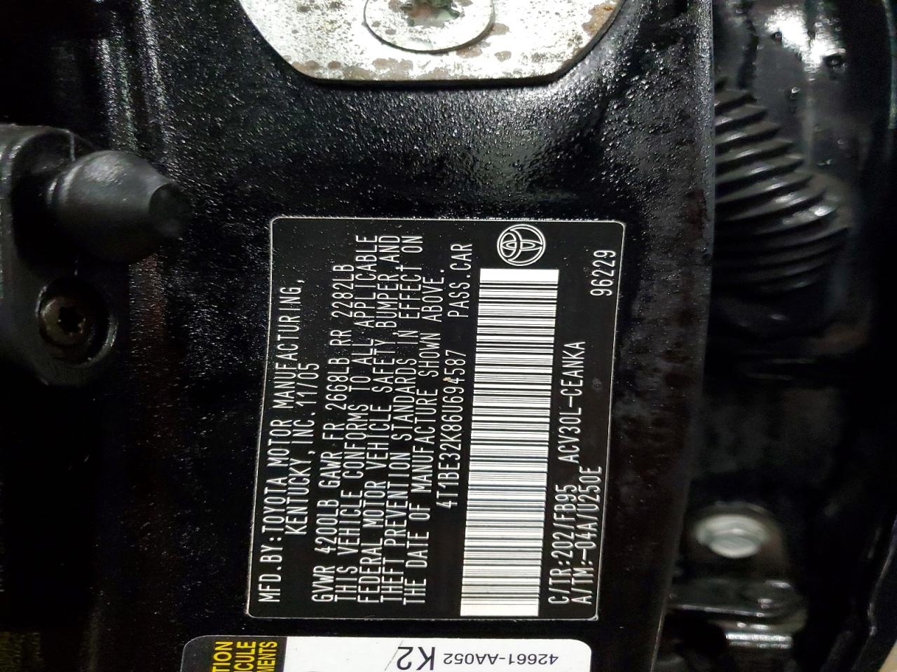 2006 TOYOTA CAMRY LE photo 12