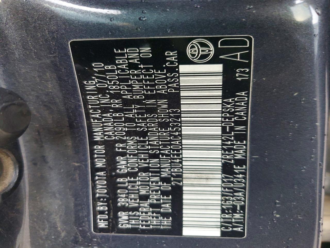 2010 TOYOTA COROLLA BASE photo 23