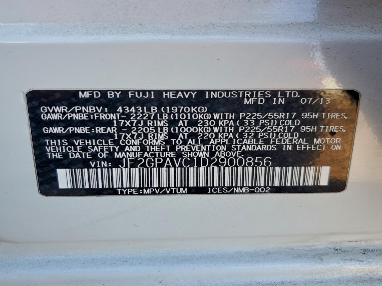 2013 SUBARU XV CROSSTREK 2.0 PREMIUM photo 12