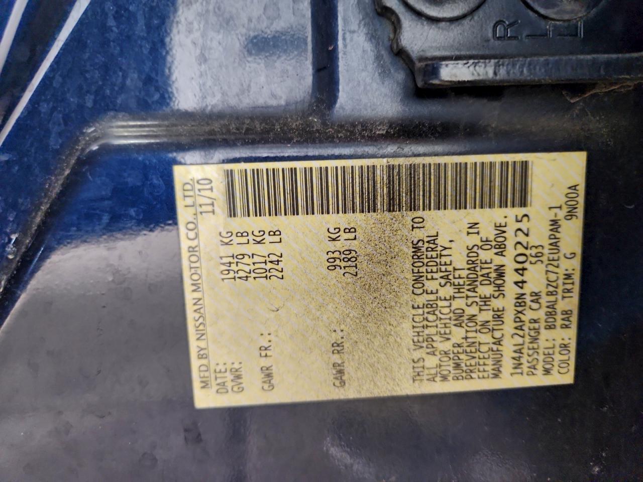 2011 NISSAN ALTIMA BASE photo 13