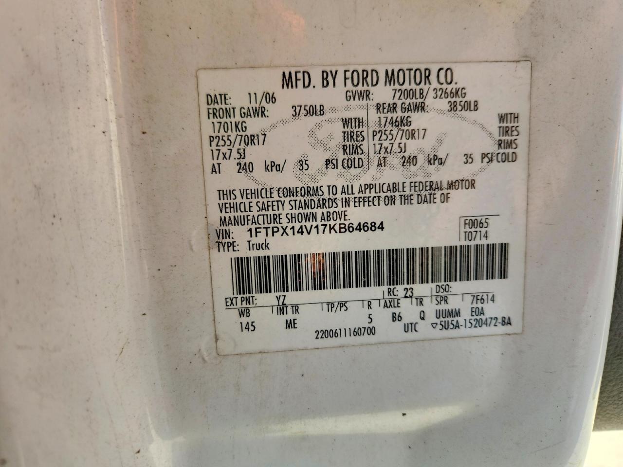 2007 FORD F150 photo 13