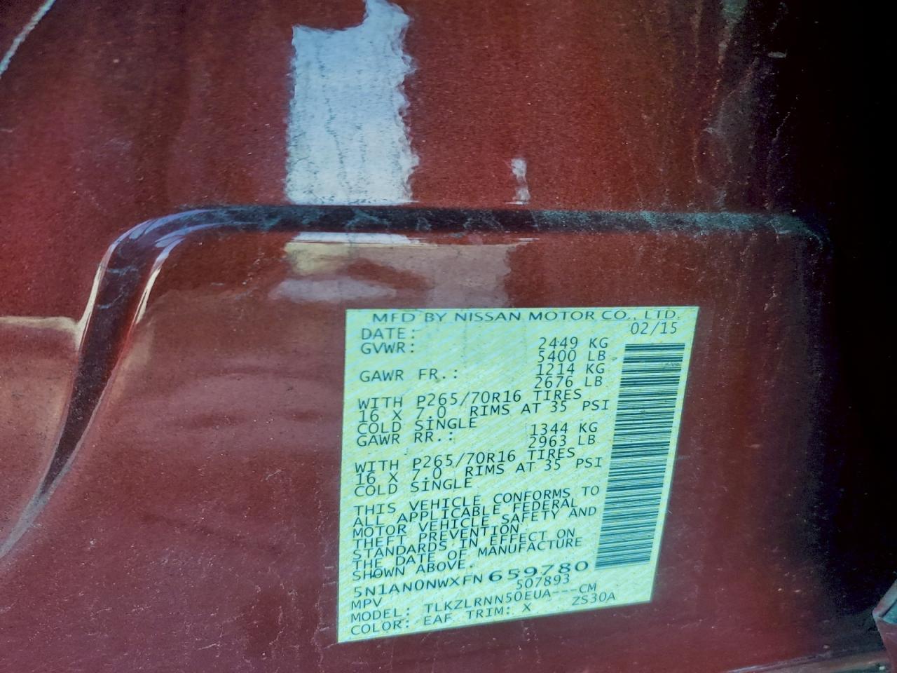 2015 NISSAN XTERRA X photo 13