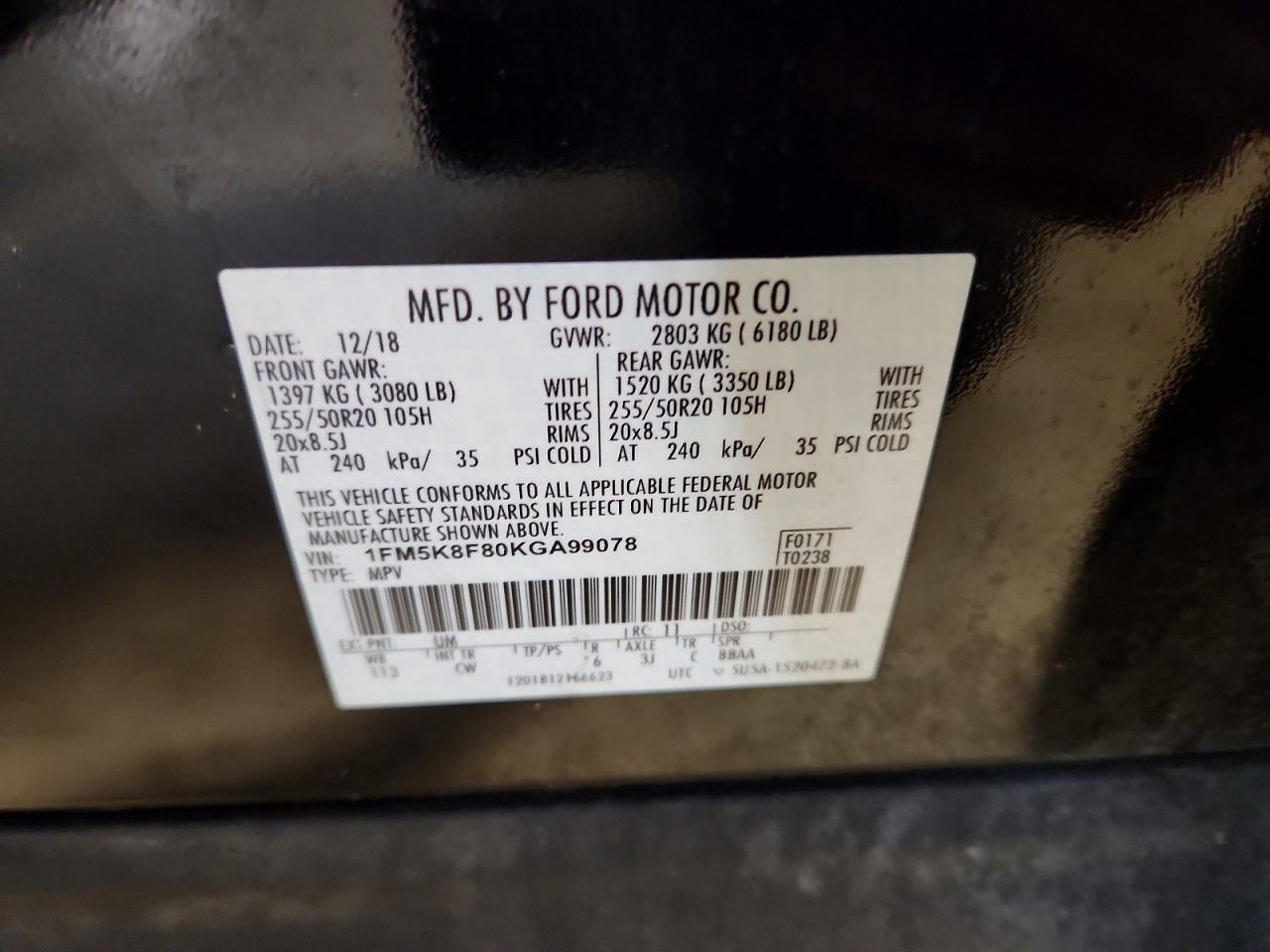 2019 FORD EXPLORER LIMITED photo 13