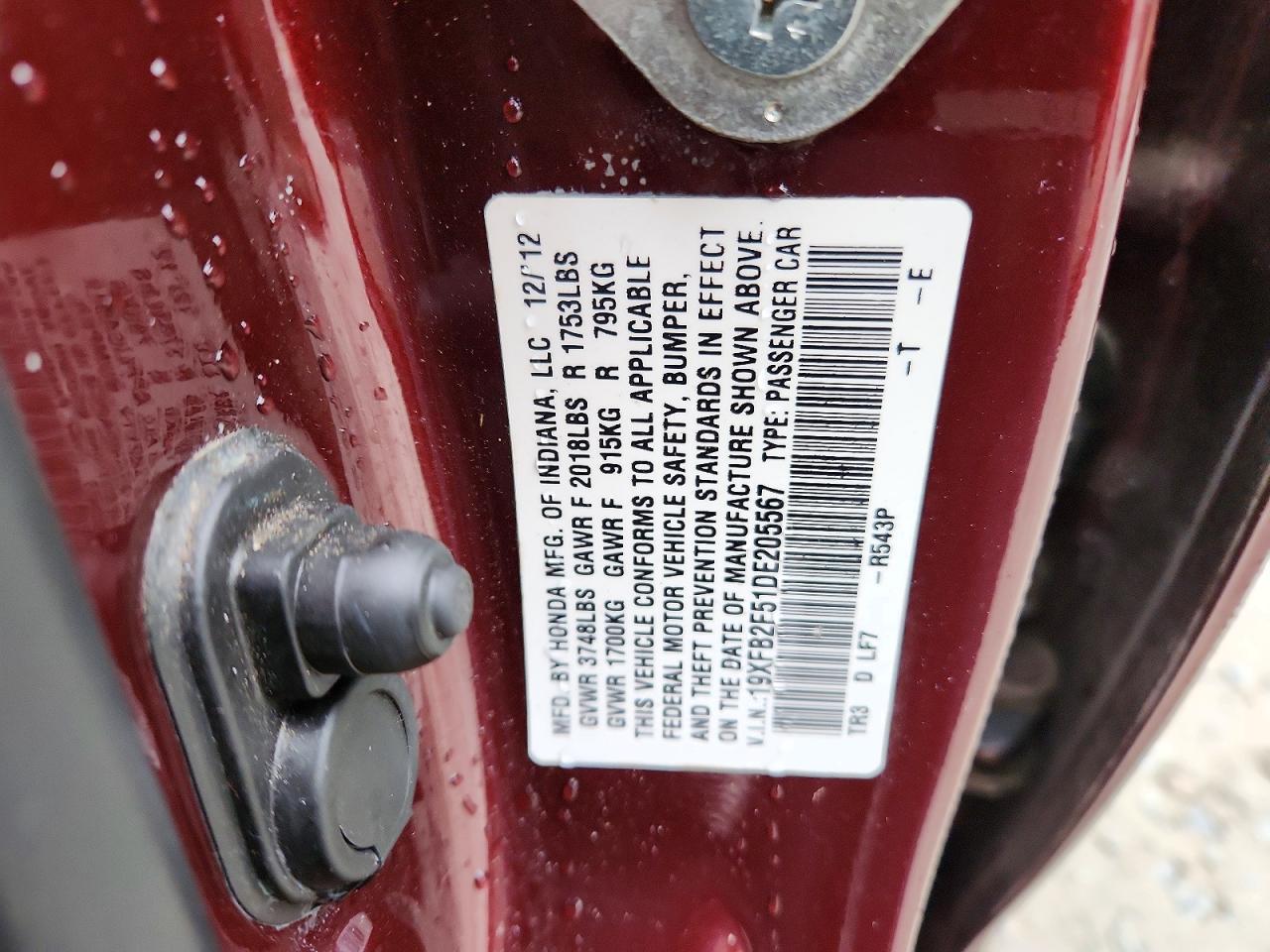 2013 HONDA CIVIC LX photo 23