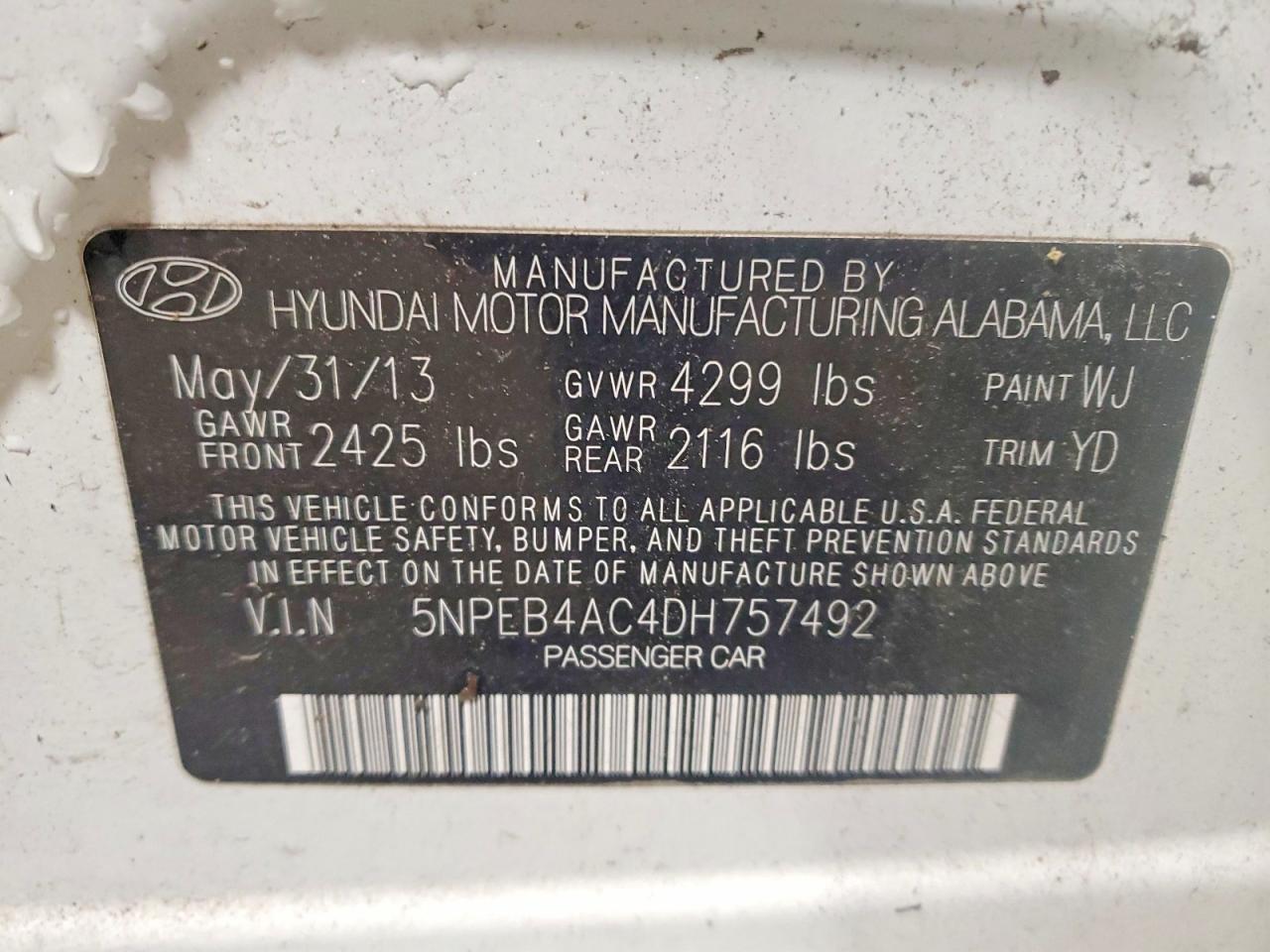 2013 HYUNDAI SONATA GLS photo 12