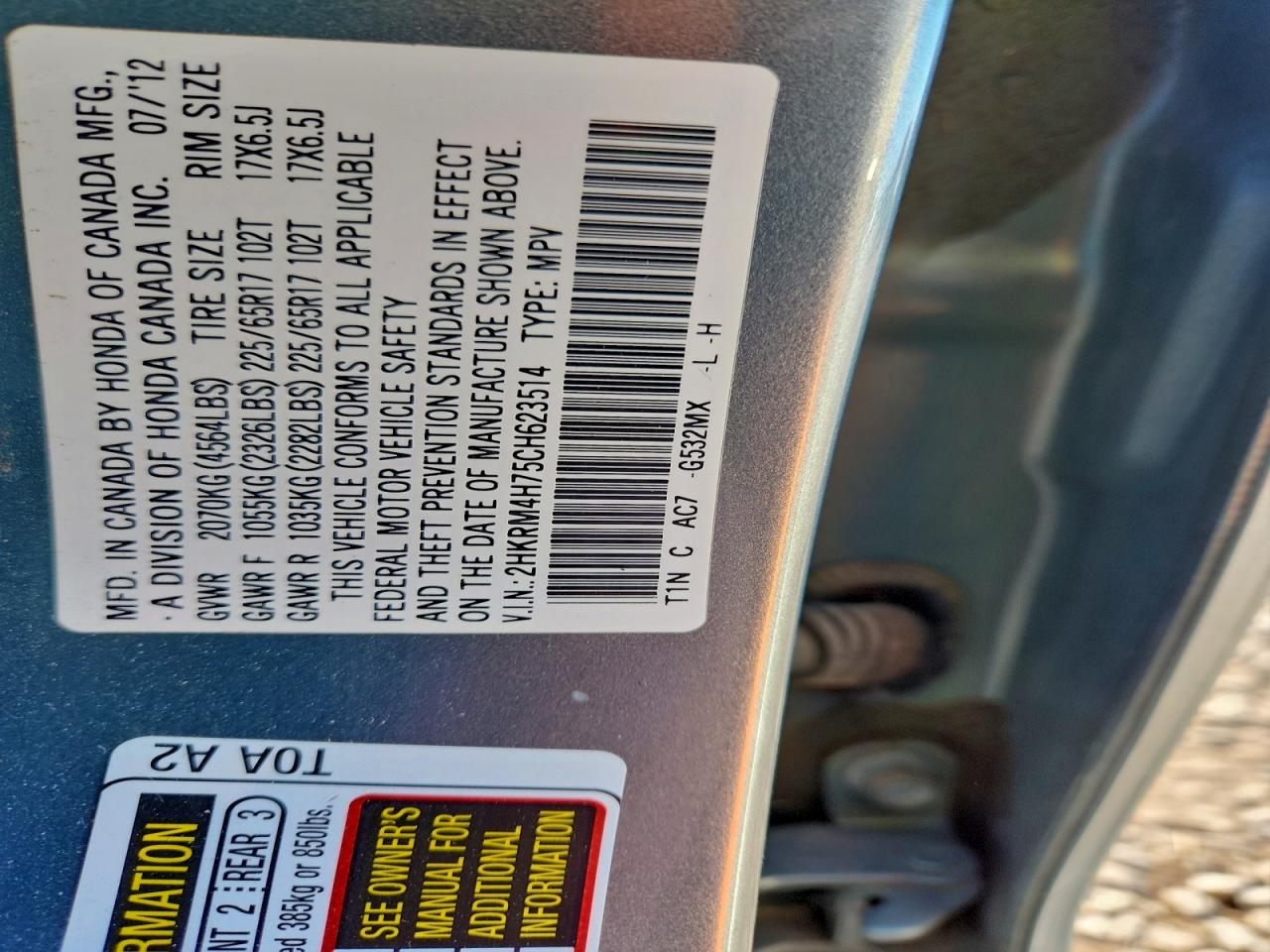 2012 HONDA CR-V EXL photo 13