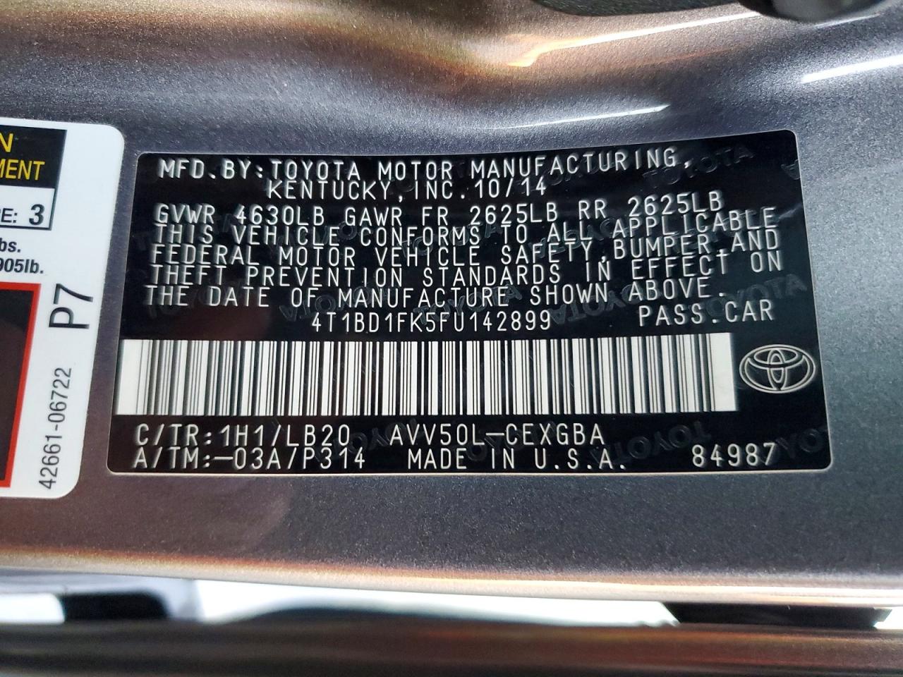 2015 TOYOTA CAMRY HYBRID photo 12