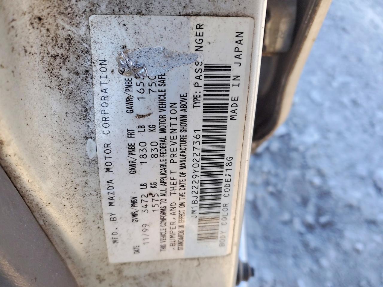2000 MAZDA PROTEGE DX photo 12