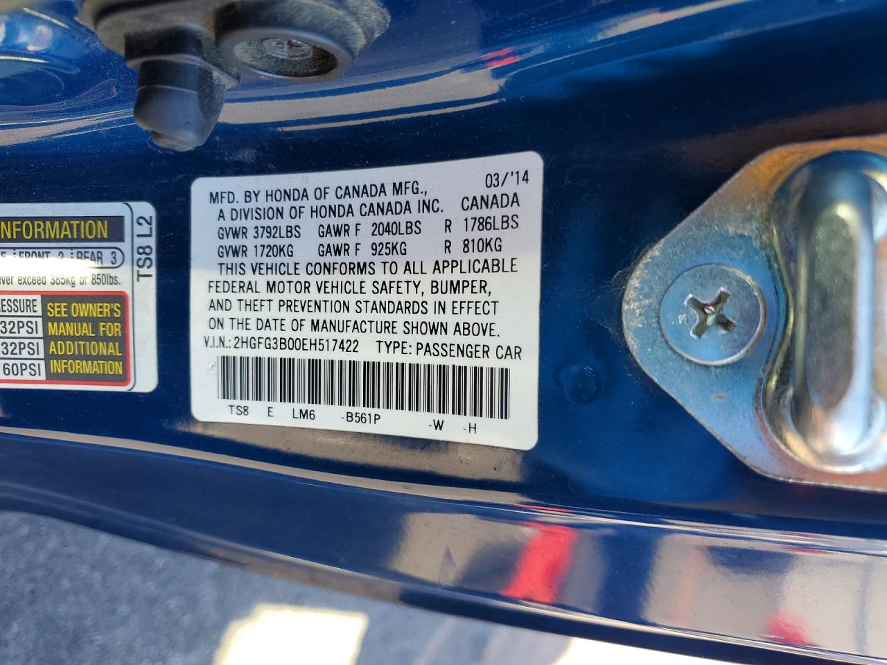 2014 HONDA CIVIC EXL photo 13