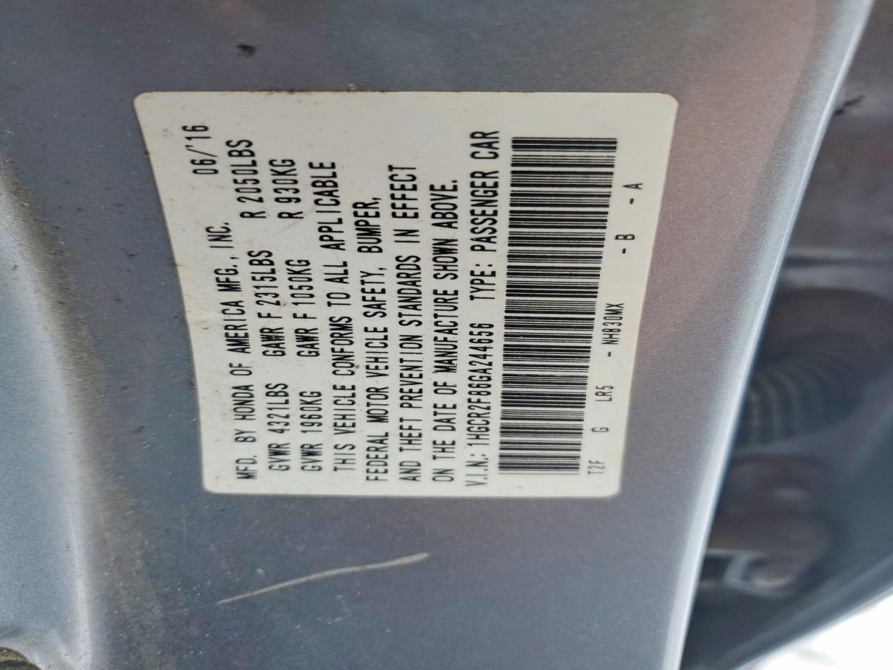 2016 HONDA ACCORD EXL photo 12